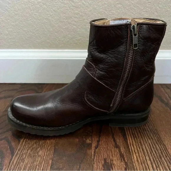 Frye Veronica 6” Shortie Brown Leather Ankle Boots Wm Size 6 Side Zip 3474509 - Picture 4 of 16